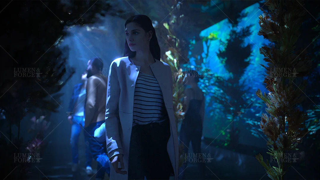 3d rendering woman underwater immersive experience