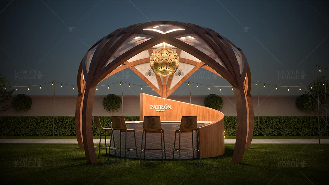 3d visualization render patron tequila outdoor bar