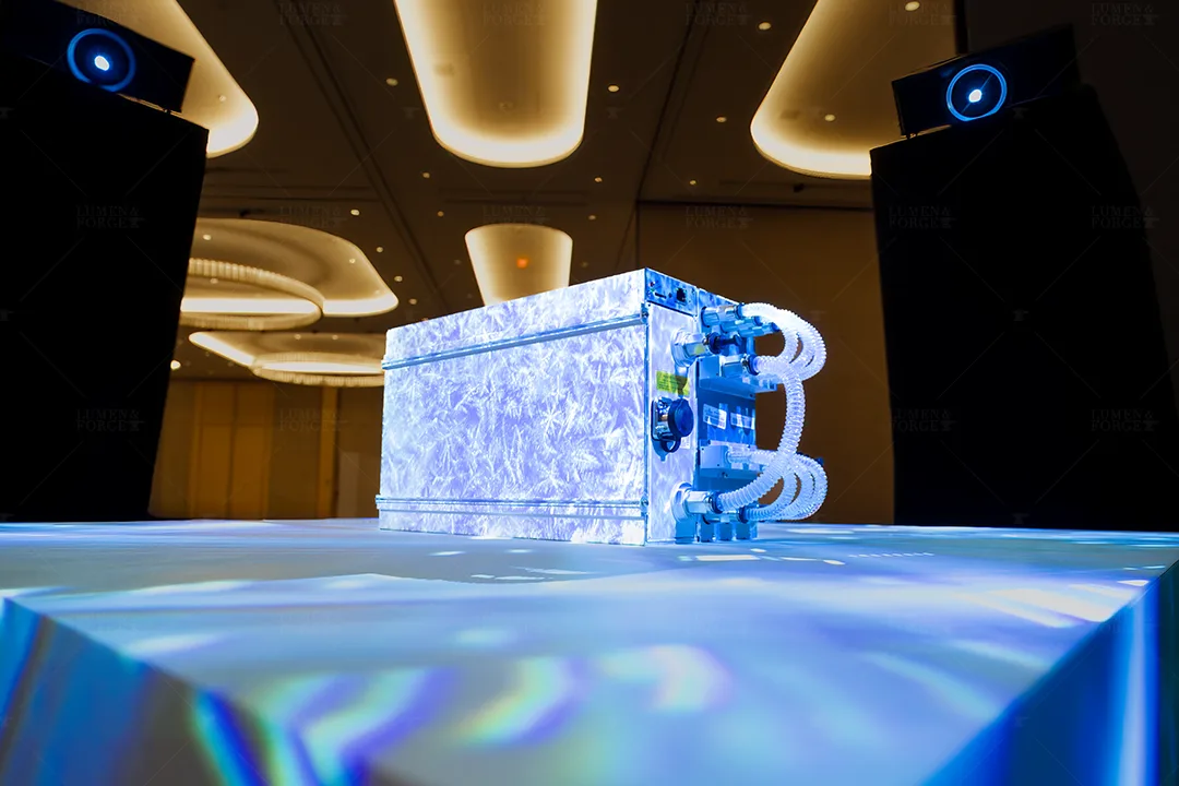 bitmain trade show technology antminer projection closeup