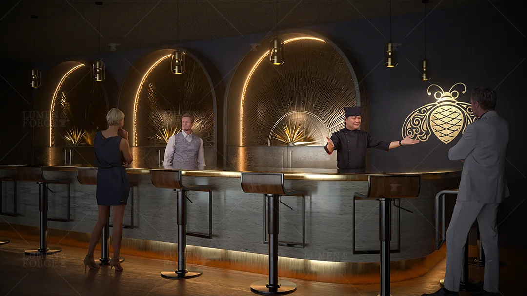 photorealistic 3d rendering luxury bar