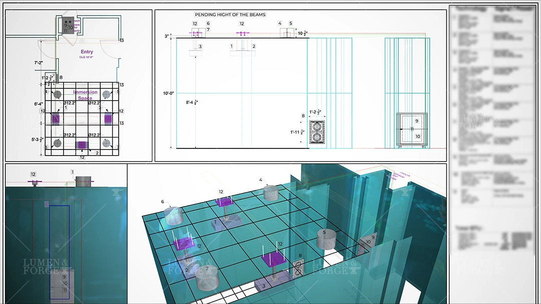 technical drawing blueprint immersive room design
